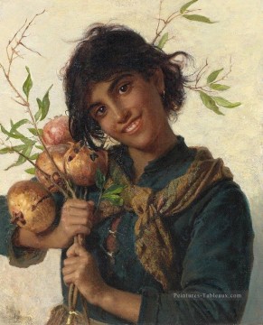 jeune fille avec grenadiers Sophie Gengembre Anderson Peinture à l'huile